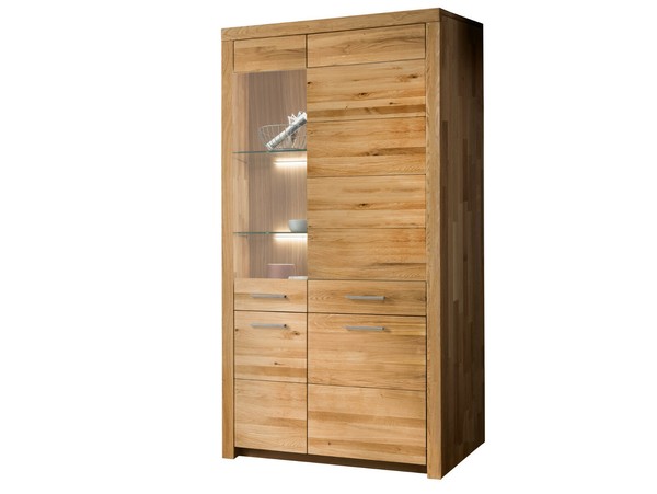 Vitrine Highboard Eicheschrank Regal Kamilla II Wildeiche Massiv Linksanschlag-image