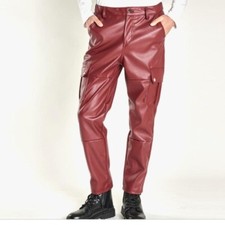 Herren Kunstleder Hosen mit Taschen Motorrad Biker Slim Punk Rock