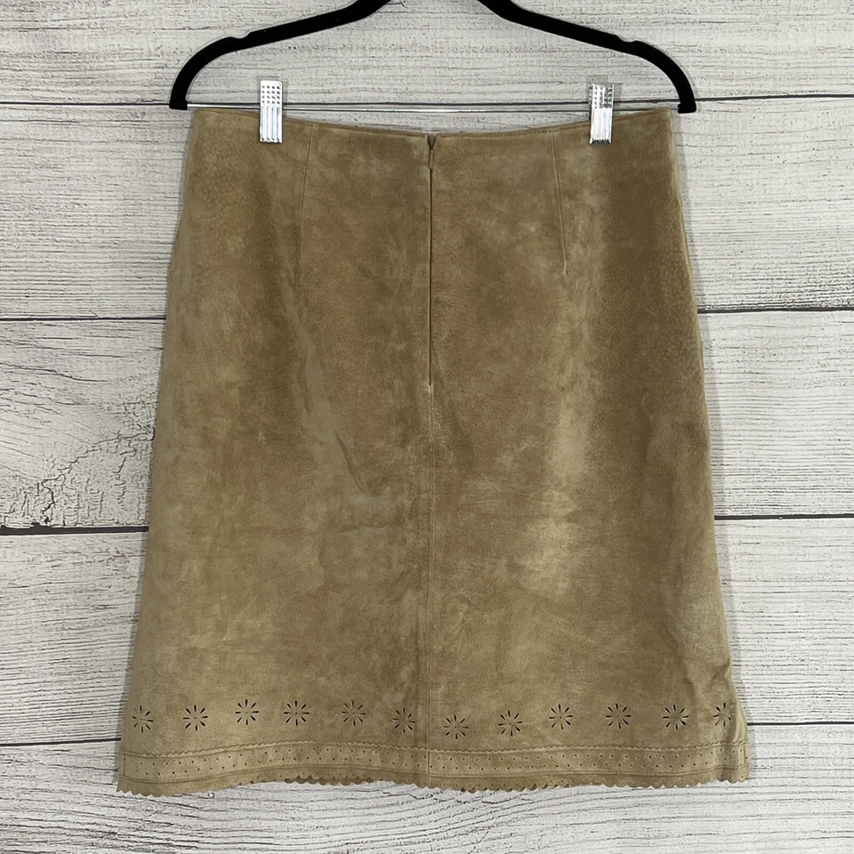 Falda Live A Little Woman 100 % cuero gamuza forrada cintura alta hasta la rodilla talla 8 Foto 2 de 4