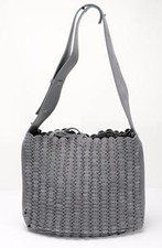 Paco Rabanne Womens Gray Suede Link Tote Shoulder Bag Handbag Purse New