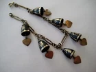 VINTAGE Sterling Enamel SIAM DANCER Ringing Bell Silver Charm Bracelet