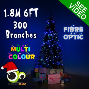 Premium 1.8m 6Ft 180cm Fibre Optic LED Green Multicolour Christmas Tree