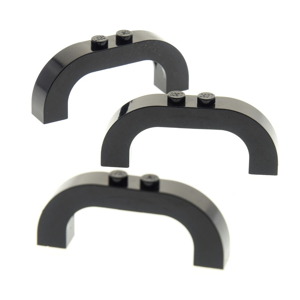3x Lego Arch Brick 1x6x2 Black Curved Top Arches Bridge 4144527 24434 6183