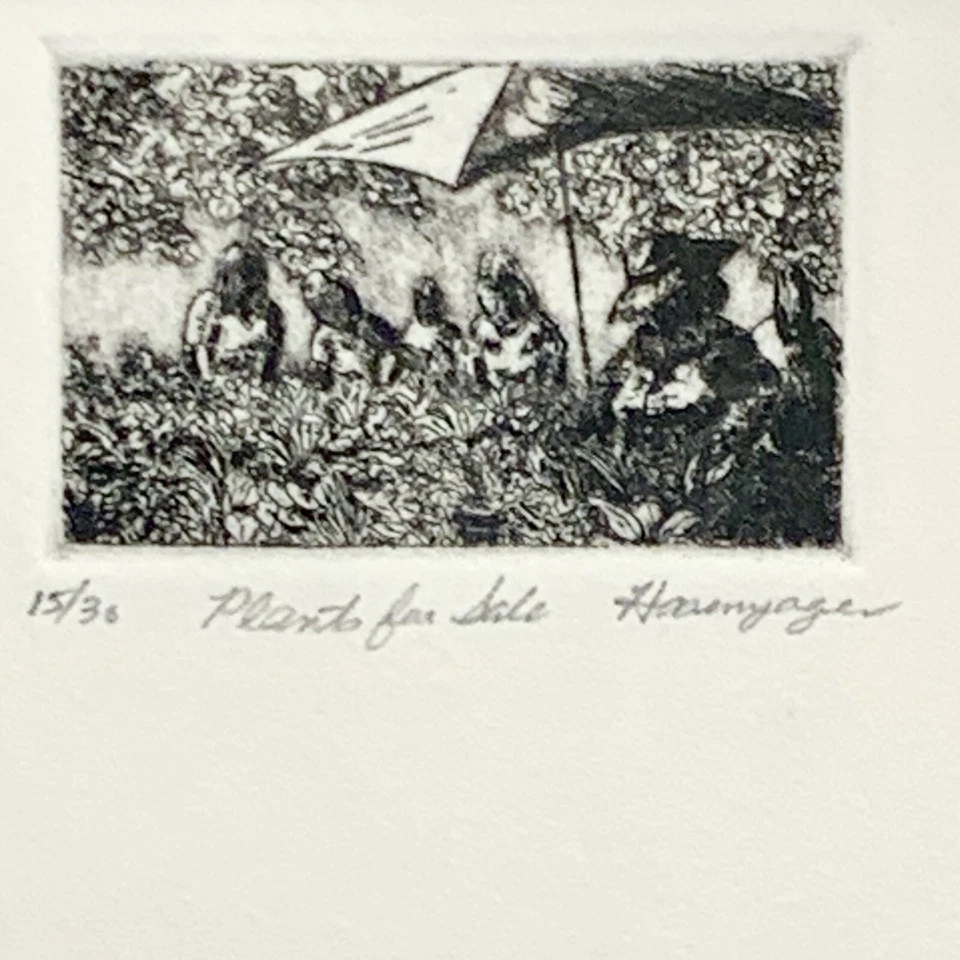 Lápiz de arte en bloque hawaiano firmado Shirley Hasenyager “Plantas en venta” 15/30 de colección Foto 2 de 4