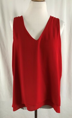 New Tabitha Webb Womens Top Sleeveless Solid Red Lined Polyester Medium