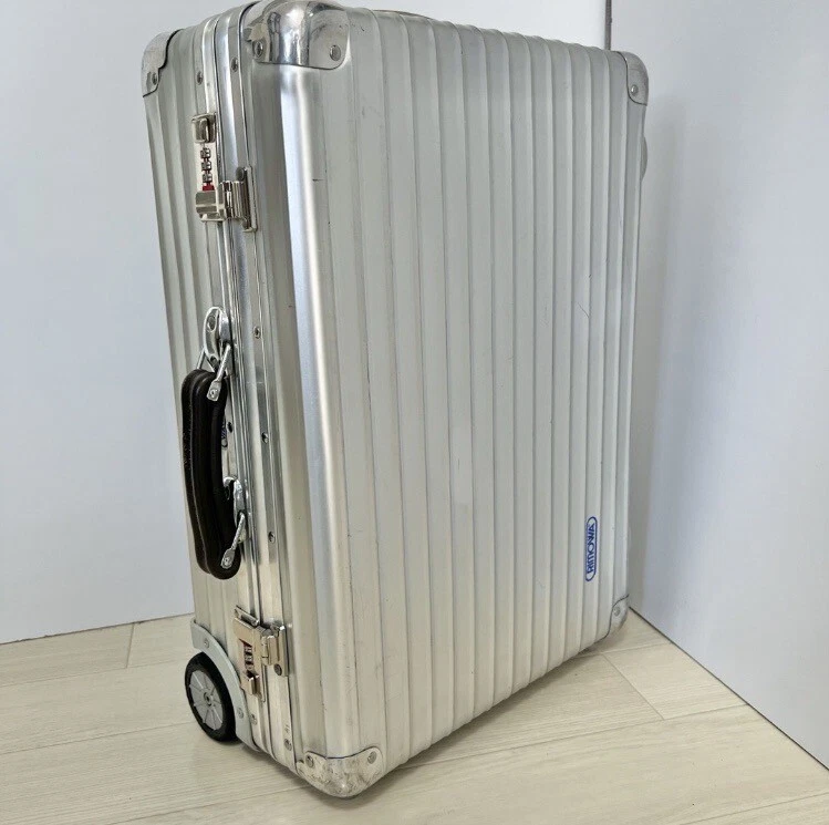 RIMOWA Classic Flight Blue Logo 35L 2 Wheels Carry-on silver Suitcase Rare  Japan