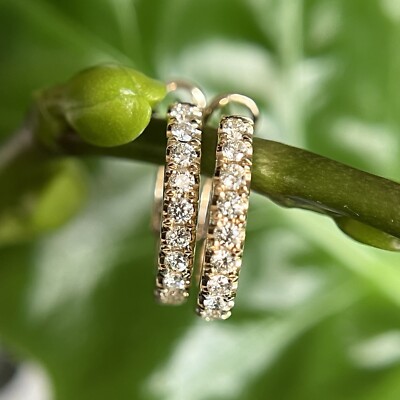 2Ct Round Cut Simulated Diamond Huggie Hoop Earrings In 14K Yellow Gold Plated