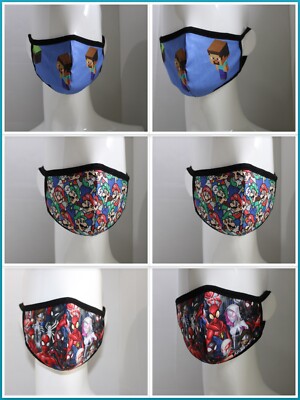 6 FACE MASK KIDS COTTON FABRIC WITH POCKET ( 4 TO 7 YEARS OLD )