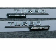2x New Turbo A.m.g Fender Badge Sticker Side Fender Letter Badge Emblem