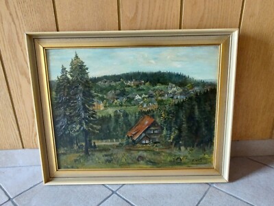  Öl-Gemälde monogramm. E.Holland Landschaft OBERHOF Blick vom Brandweg