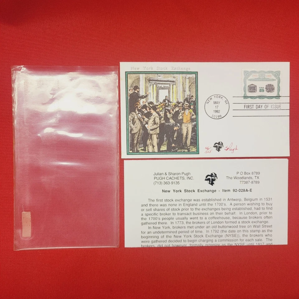 First Day of Issue New York Stock Exchange Stamp Cache Envelope Enclosure - Image 3 of 4