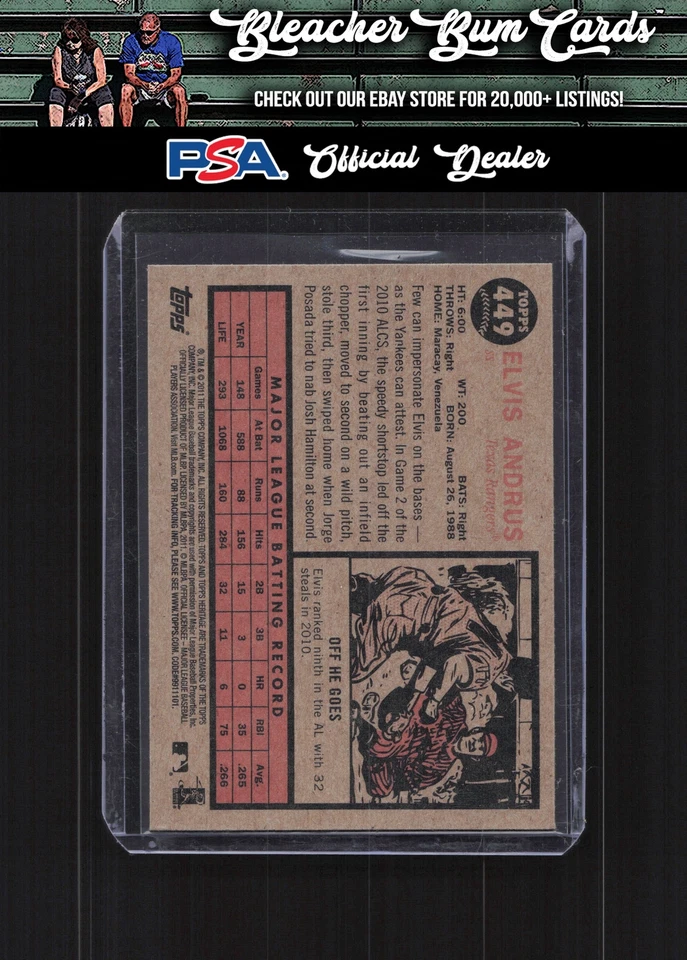 2011 Topps Heritage 449 Elvis Andrus High Number SP - Image 2 of 2