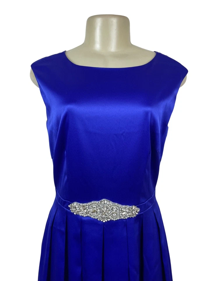 Тахари винтажный стиль Royal синий без рукавов вечернее платье украшенный талии размер 6 - Изображение 4 из 4