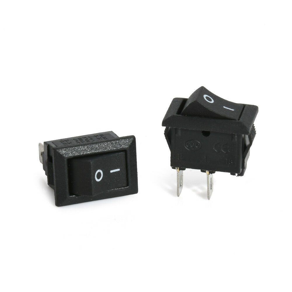 2x Small ON/OFF Switch Black Rocker DC 12V Push-In Hole General Use ...