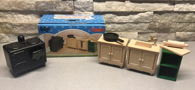 Sylvanian Families Vintage Kitchen Set Furniture Oven Cooker Sink Unit Cabinet