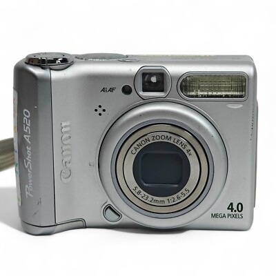 Canon PowerShot A520 Digital Camera Silver 4.0MP 4x Zoom Retro
