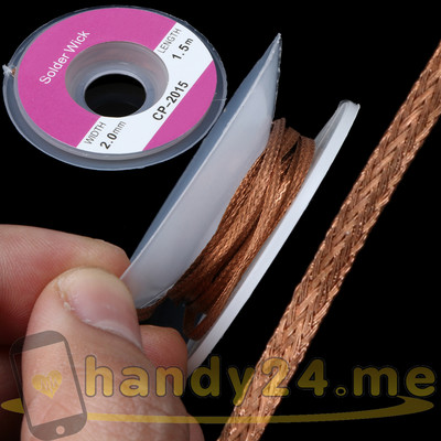Entlötlitze 2mm Solder Sucking Wick Lötlitze Zum Auslöten von Bauteileilen 1,5m