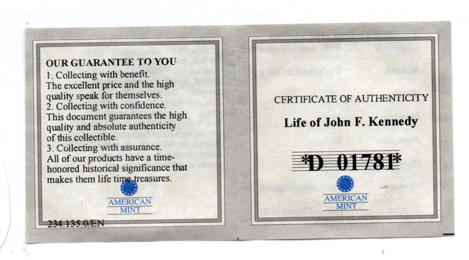 Life Of JFK Inauguration Speech 1961 Gold Plated - Image 3 of 4