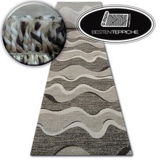 Sehr Dick und Weich Modernen Läufer SHADOW Beige - Wellen Breite 70 - 120 cm