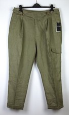 NWT Ralph Lauren Women's Linen Pants in Olive Green Cropped/Cargo Pocket sz 14
