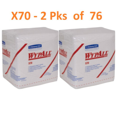 WypAll X70 41200 Reusable Washcloth Task Wipes, Wipers, 2 Pack of 76 Wipes