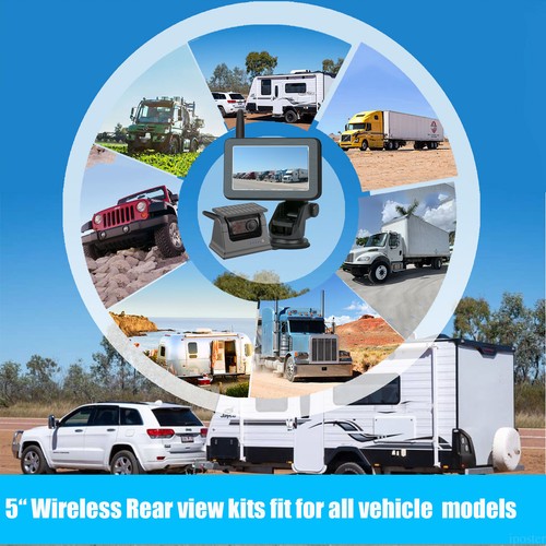 5" wireless 2CH car monitor solar magnetic reversing camera for truck RV caravan - Picture 5 of 20