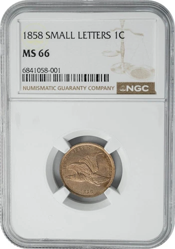 1858 Flying Eagle Cent 1c Small Letters MS66 NGC 949842-8