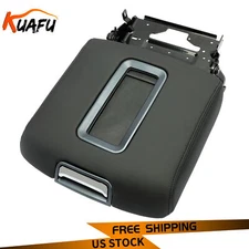 For 2015-2019 Tahoe Yukon Suburban Black Leather Center Console Armrest Lid