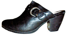 Born BOC BLACK Leathr Mules Heels HARNASS Buckle Clogs OPEN-BACK MULES 10 / 42