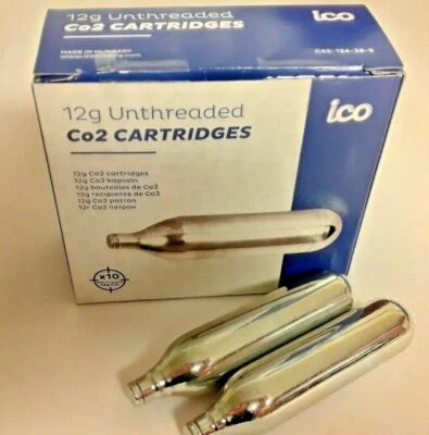 ICO 20 pack 12g CO2 cartrige NON-THREADED C02 paintball BB airsoft AIRGUN 2 box 10