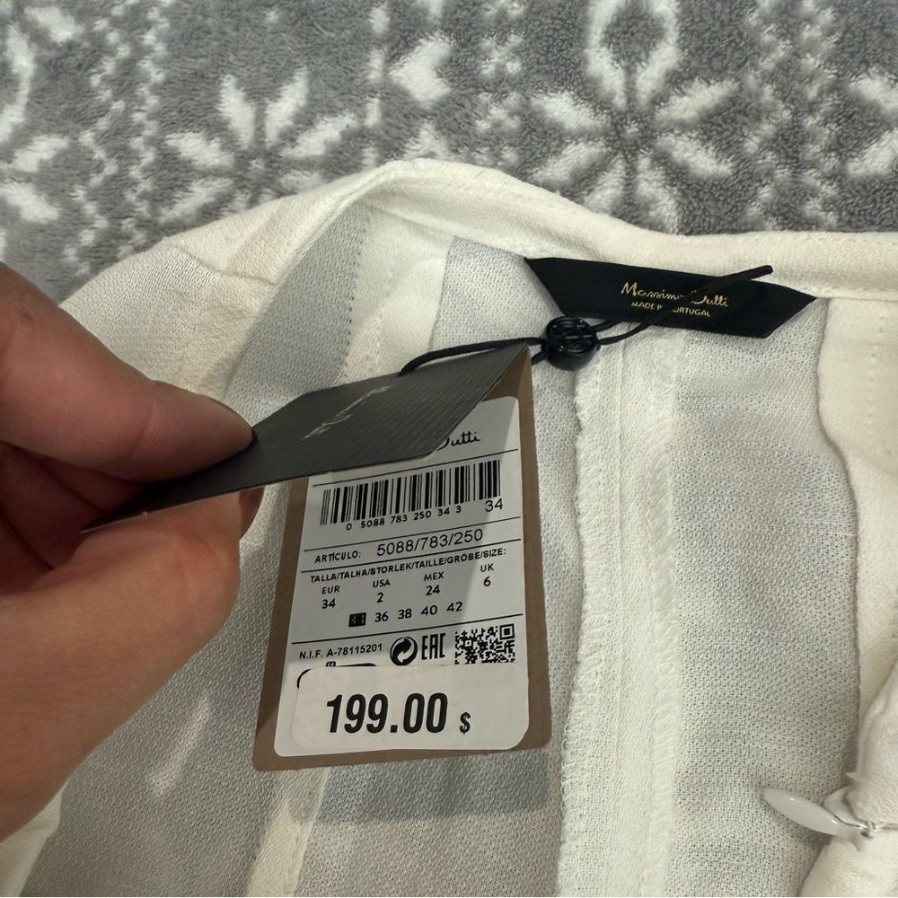 NWT Massimo Dutti Wide Leg Pleated Trousers In White Size 2 thumbnail 7