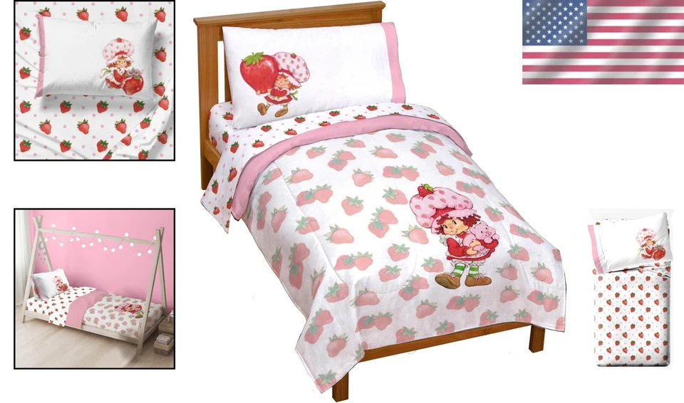 Delicioso juego de edredón Strawberry Shortcake para niños pequeños - fácil cuidado y diseño divertido Foto 2 de 4
