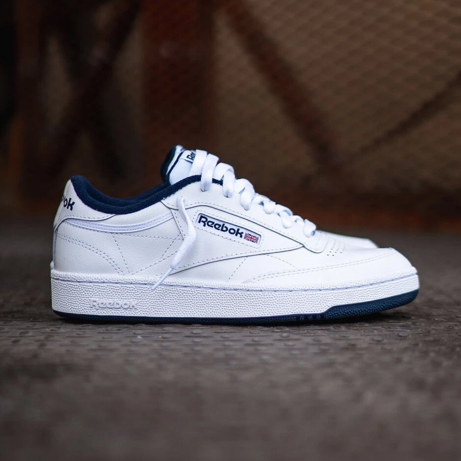 Reebok Club C 85 Men's Tennis Shoe White Navy Athletic Lifestyle #457 |