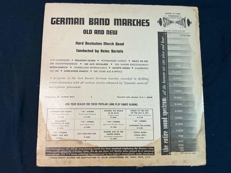 Heinz Bartels German Band Marches Vinyl Record SF-14300 - Image 2 of 4