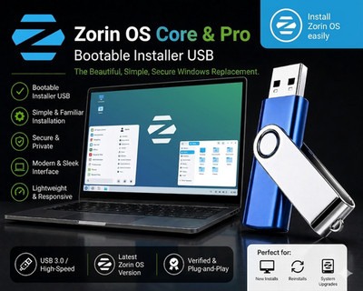 Zorin OS Core Bootable USB 8GB - Live Linux Installation & Alternative to...