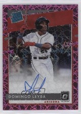 2020 Panini Donruss Optic Pink Velocity Prizm Domingo Leyba #RRS-DL Auto 0c2