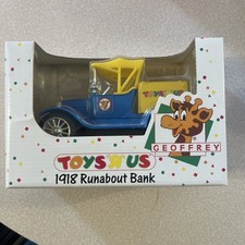 NEW Vintage Toys R Us Geoffrey 1918 Runabout Die Cast Bank ERTL 1993 SEALED