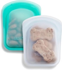 Image of Stasher Pocket Reusable Freezer Bags (Clear/Aqua) Silicone Food Bags For Travel