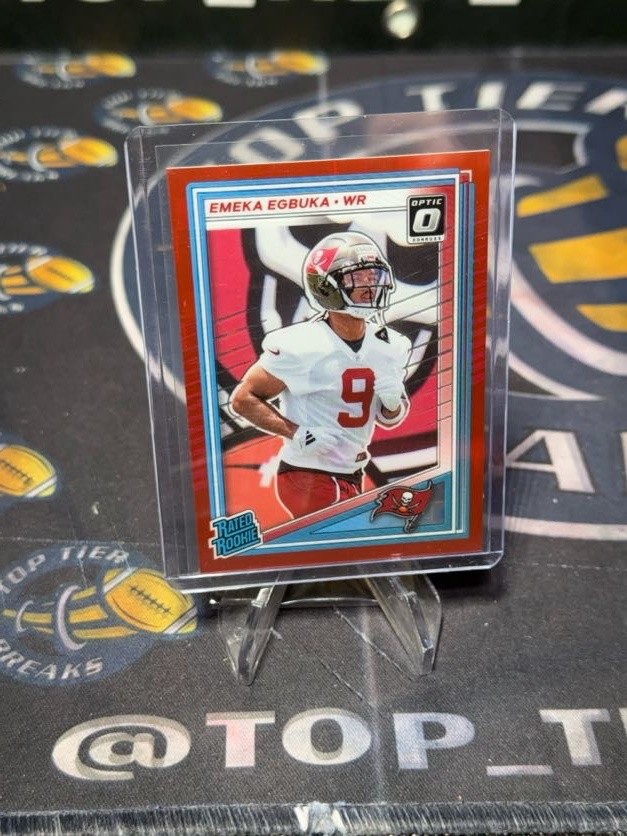 2025 Donruss #375 Emeka Egbuka Optic Rated Rookies Preview Red Pandora