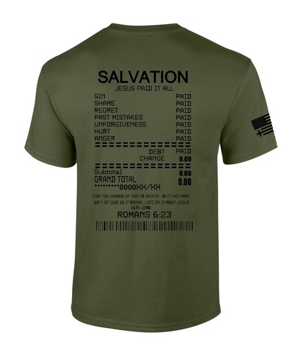 Salvation Jesus Paid It All Receipt Romans 6:23 Bible Scripture Mens Christian