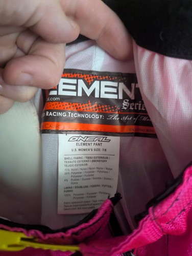PANTALONES ONEAL MUJER ROSA SERIE MOTORCROSS ELEMENT TALLA 7/8 - Imagen 5 de 6