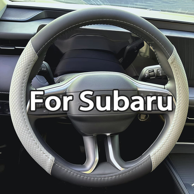 #ad #ad 15quot; Steering Wheel Cover Genuine Leather for Subaru a Blackamp;Gray $22.99