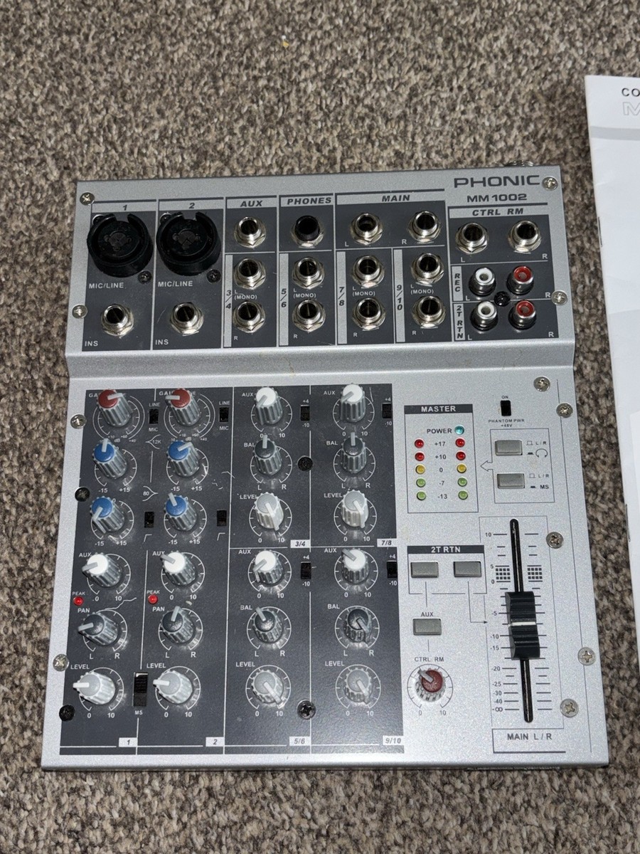 Phonic MM1002 Mixer X2 + Instructions 10 Channel NO POWER SUPPLY