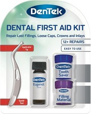 DenTek Dental First Aid Kit with Tool Repair Fillings Loose Caps Crowns & In