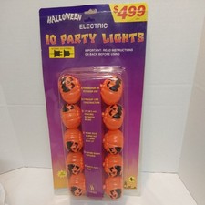 VINTAGE Halloween Light Set Orange Jack O Lantern Pumpkin with 10 lights