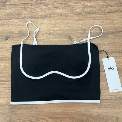 alo Airbrush Stream Lined Bra Tank in Black - Size L