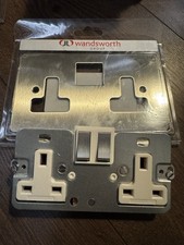 WANDSWORTH DOUBLE SOCKET WHITE INSERT STAINLESS STEEL ROCKERS. New