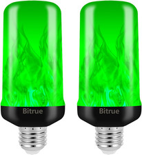 LED Flame Light Bulbs, 4 Modes Green Flame Effect Bulbs, E26 Base Fire Light Bul