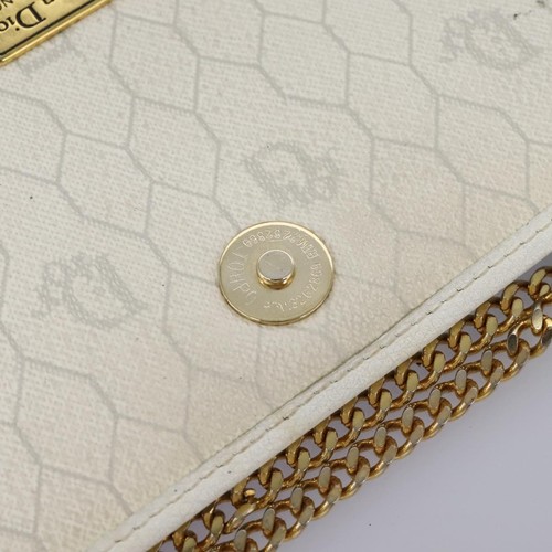 Borsa a tracolla Christian Dior tela nido d'ape catena PVC pelle bianca originale KD140 - Foto 21 di 24