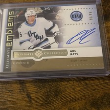 2024-25 UD Ultimate Collection #UER-AR Aku Raty Emblems Auto Rookies Gold /99